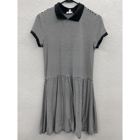 Bongo Womens Dress Size Small Black and White Striped Short Sleeve Collared - Picture 1 of 10